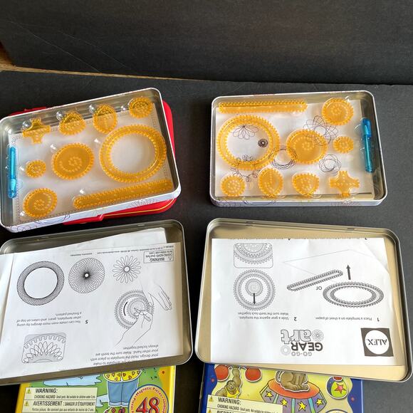 Five Travel Activity Sets Spirograph Gear Art Magnetic Creations - Picture 3 of 5